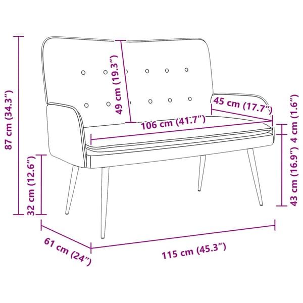 2-sits soffa Blå 115 x 61 x 87 cm tyg