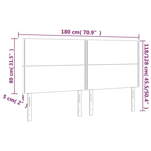 Sänggavel LED mörkgrå 180x5x118/128 cm sammet