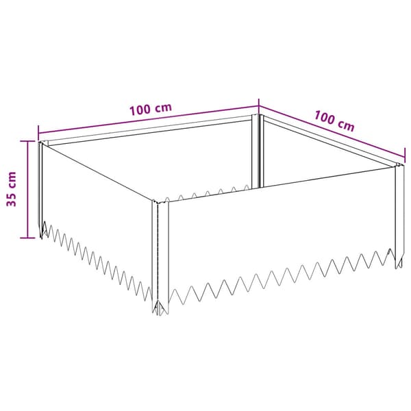 Kant för gräsmatta 4 pcs 100 x 100 x 35 cm Stål Rostig