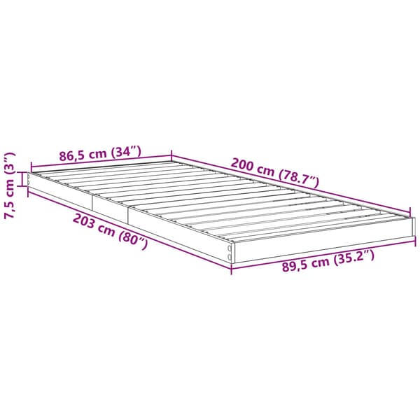 Sängram Rökt ek 90 x 200 cm Konstruerat trä