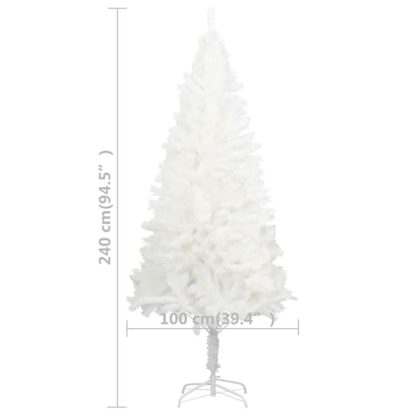 Belyst plastgran med kulor vit 240 cm