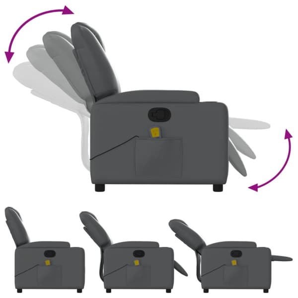 Massagefåtölj grå konstläder
