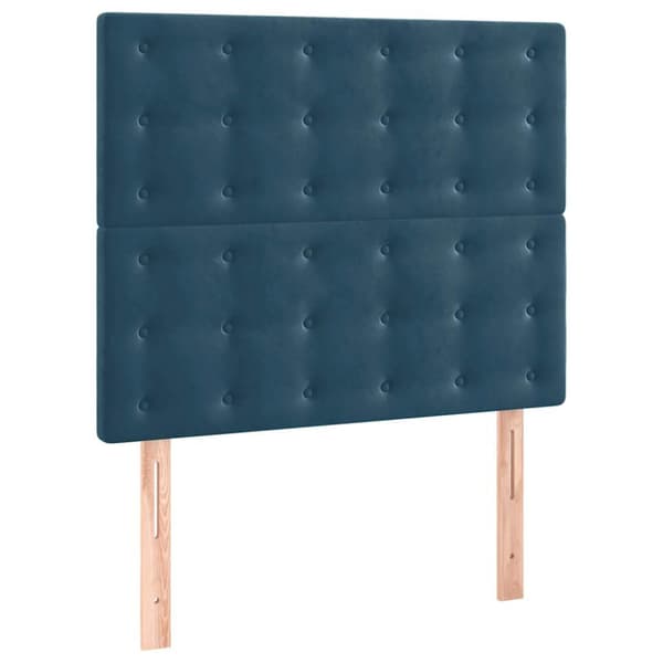 Ramsäng med madrass mörkblå 90x190 cm sammet