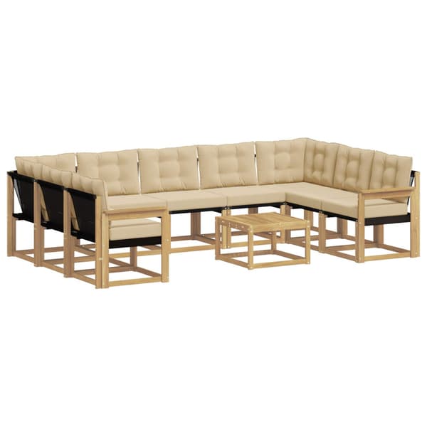 Utomhussoffset med kudde 10 pcs Vit och Beige