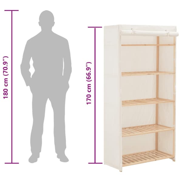 Garderob 79x40x170 cm vit tyg