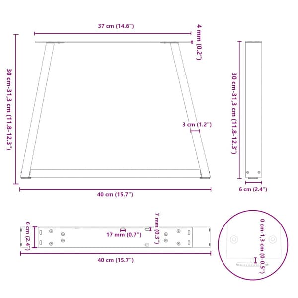 Soffbordsben V-formade 2 st antracit 40x(30-31,3) cm stål