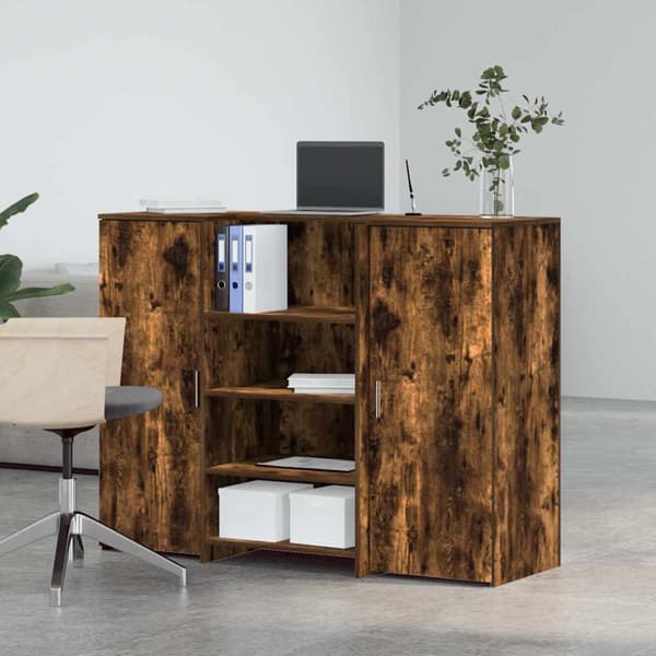 Receptionsdisk rökfärgad ek 135x50x103,5 cm konstruerat trä