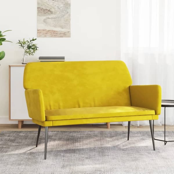 Bänk gul 108x79x79 cm sammet