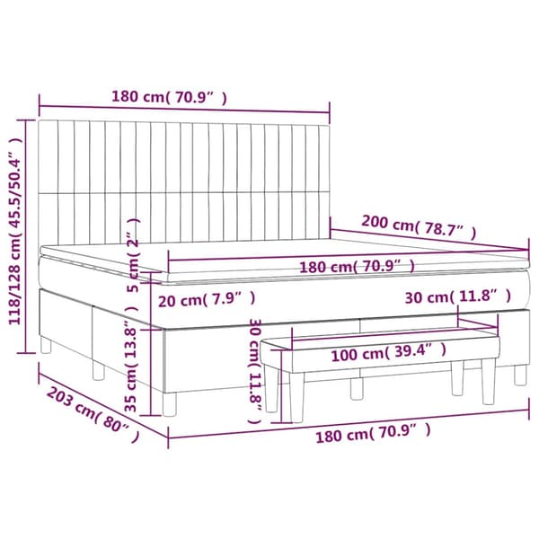 Ramsäng med madrass mörkblå 180x200 cm sammet