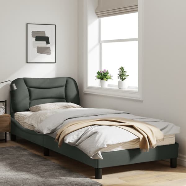 Bed Frame without Mattress "Hvar" Dark Grey 80x200 cm Fabric