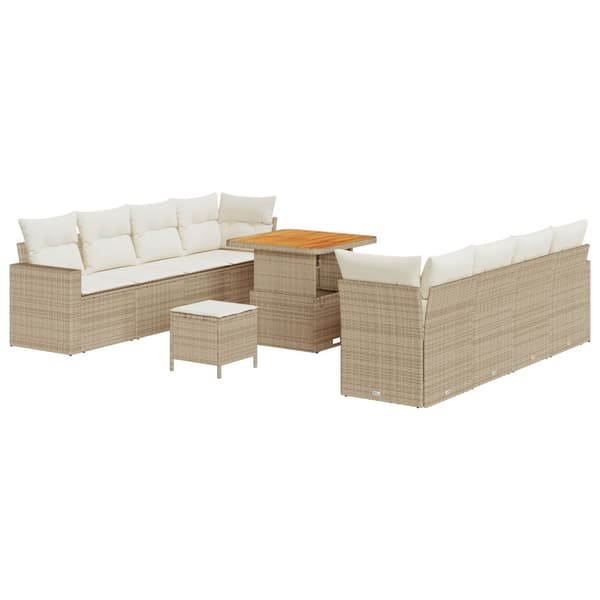 Trädgårdsoffset 11 pcs Beige konstrotting