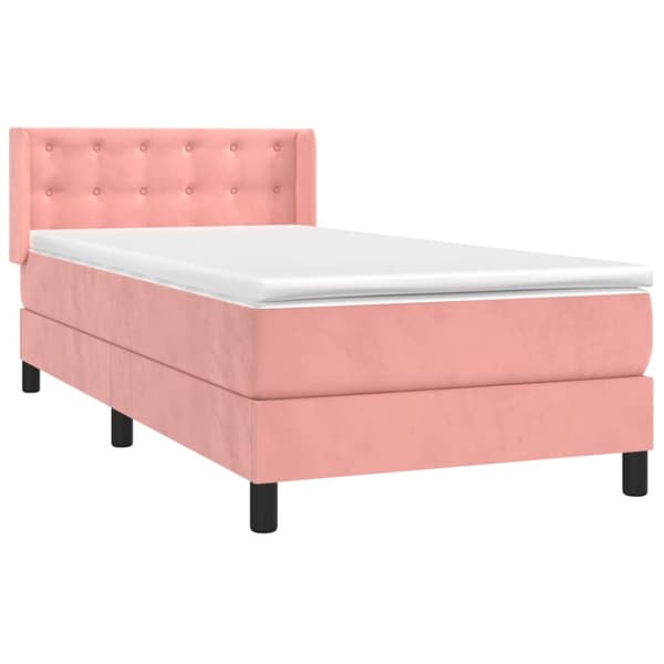 Ramsäng med madrass rosa 90x200 cm sammet