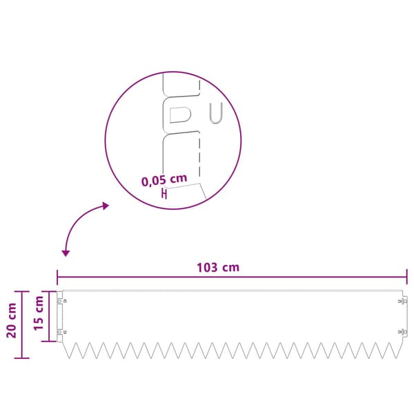 Kant för gräsmatta 20 pcs 103 x 20 cm Stål Rostig