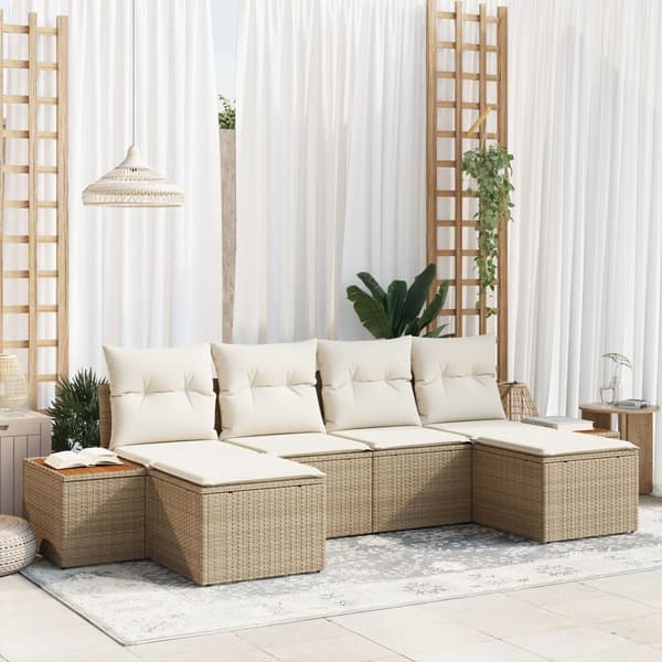 Trädgårdsoffset 6 st Beige konstrotting