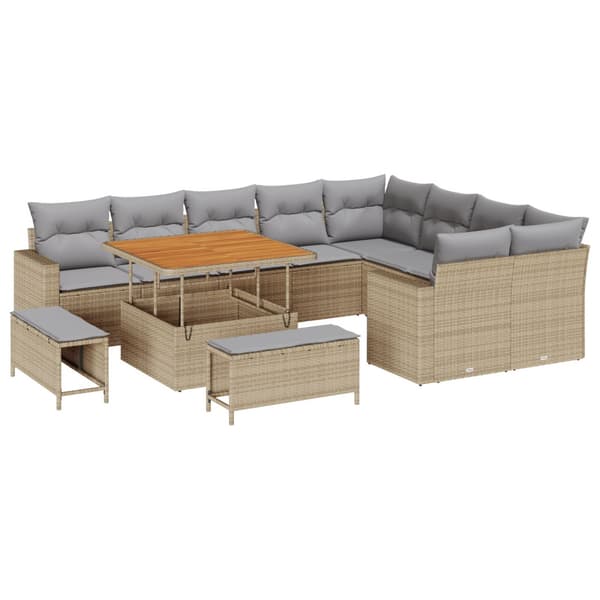 Trädgårdsoffset 12 pcs Beige konstrotting