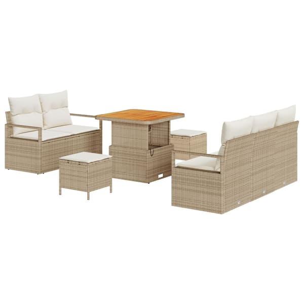 Trädgårdsoffset med kudde 8 pcs Beige och gräddfärgad