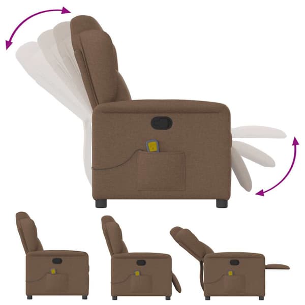 Massagefåtölj brun tyg