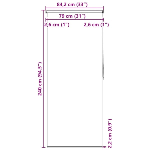 Rullgardin för dusch 80x240 cm cirkel