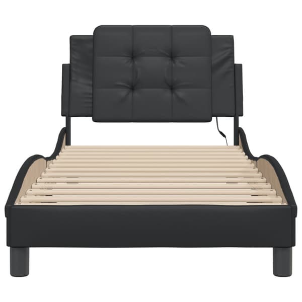 Bed Frame with LED without Mattress "Zadar" Black 100x200 cm