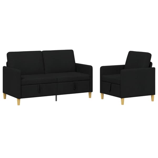 Soffgrupp med förvaring 2 pcs Svart Polyester