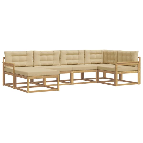 Utomhussoffset med kudde 5 pcs Vit och Beige Polyester