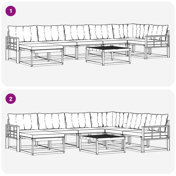 Utomhussoffset 8 pcs Vit och grädde 79 x 79 x 37 cm