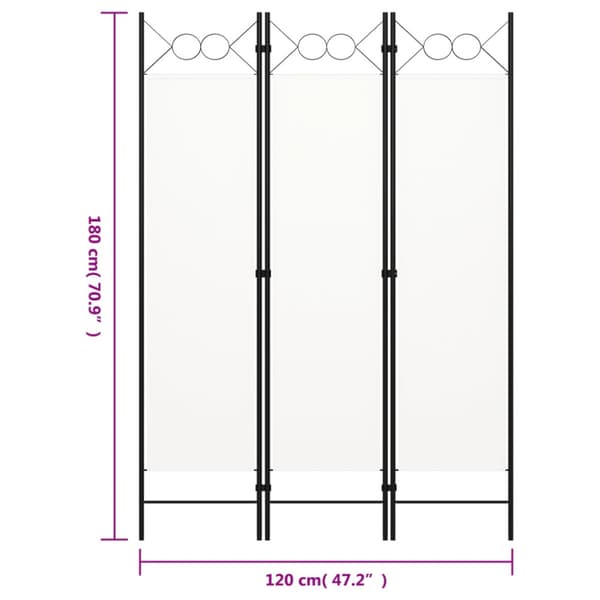 Rumsavdelare 3 paneler vit 120x180 cm