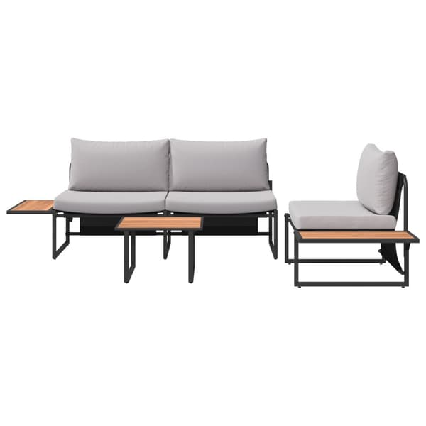 Trädgårdsmöbelset 3 pcs Ljusgrå Stål