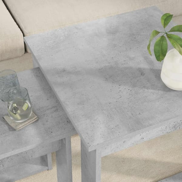 Kaffebordsset 2 pcs Betonggrå Konstruerat trä