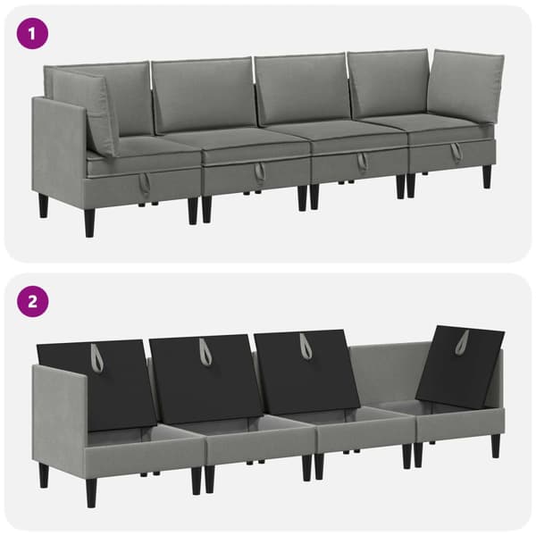 Möbelset för vardagsrummet 4 pcs Mörkgrå Tyg
