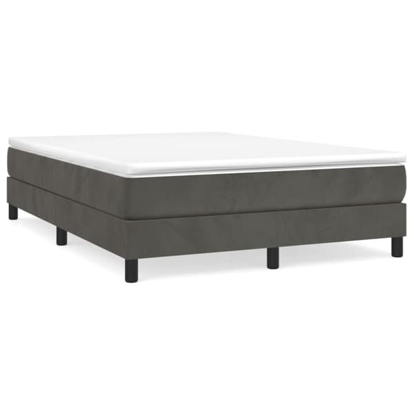 Boxspring-sängram mörkgrå 140x200 cm sammet