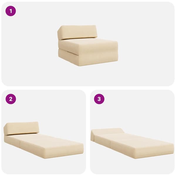 Fällbar Soffbed Gräddvit 60 x 70 x 41 cm Tyg