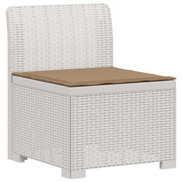 4-sits Trädgårdsoffa med Kuddar Rattan Look PP Vit