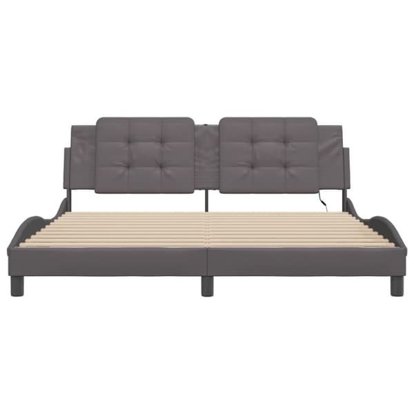 Bed Frame with LED without Mattress "Zadar" Grey 180x200 cm