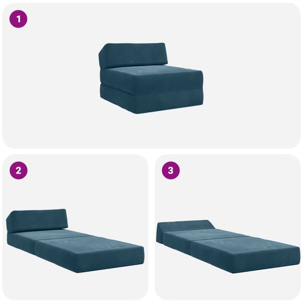 Fällbar Soffbed Blå 60 x 70 x 41 cm Tyg