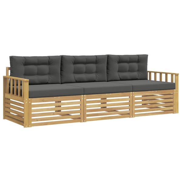 Utomhussoffset med kudde 3 pcs Vit och antracit Polyester