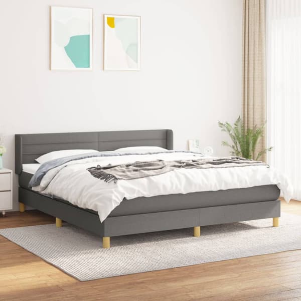 Ramsäng med madrass mörkgrå 180x200 cm tyg