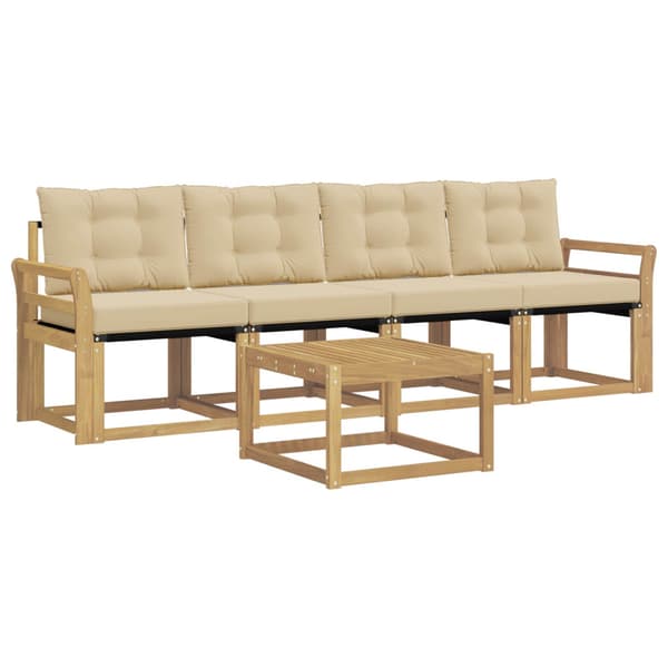 Utomhussoffset med kudde 5 pcs Vit och Beige