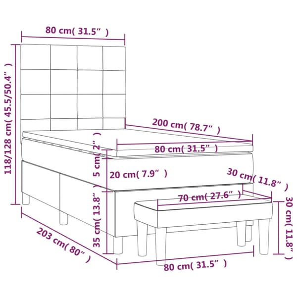 Ramsäng med madrass svart 80x200 cm sammet