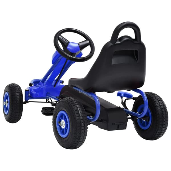 Pedaldriven gokart med luftfyllda däck blå