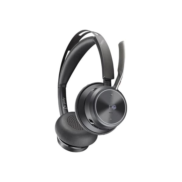 HP Poly Voyager Focus 2 - headset - USB-C via Bluetooth-adapter, USB-A via Bluetooth-adapter - med laddningsställ