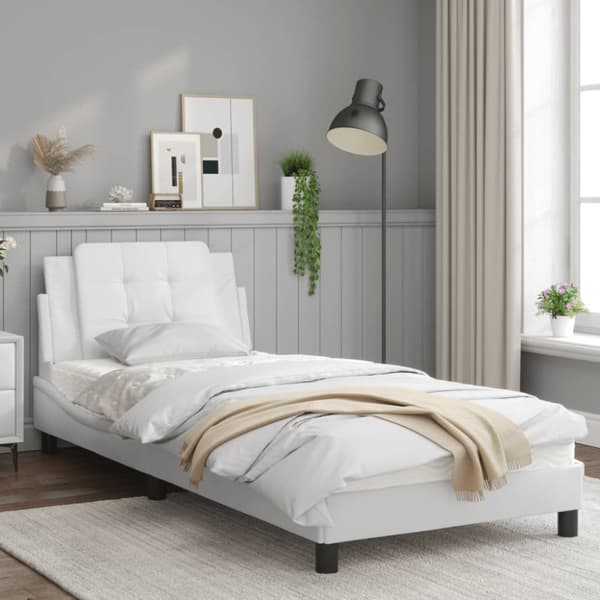 Bed Frame with LED without Mattress "Zadar" White 90x190 cm