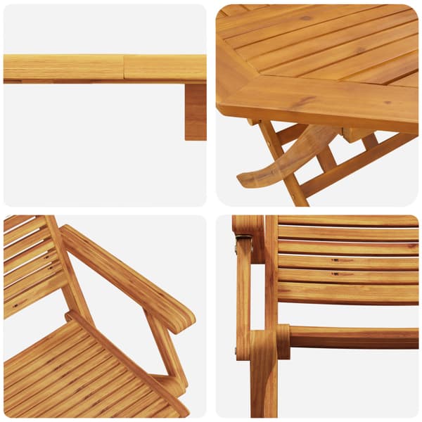 Fällbart bistroset 3 pcs Brun Massivt Akaciaträ