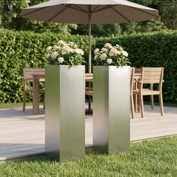 Trädgårdsplanterare 2 st Silver 20 x 20 x 75 cm Rostfritt stål