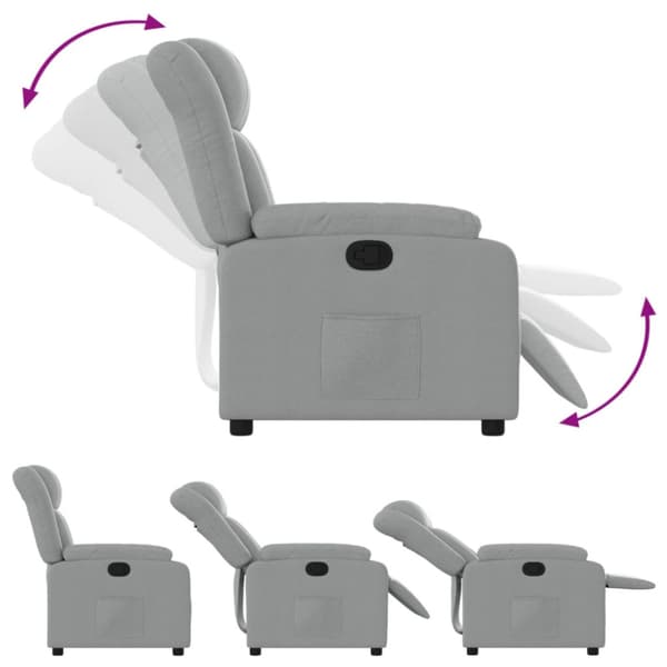 Reclinerfåtölj ljusgrå tyg