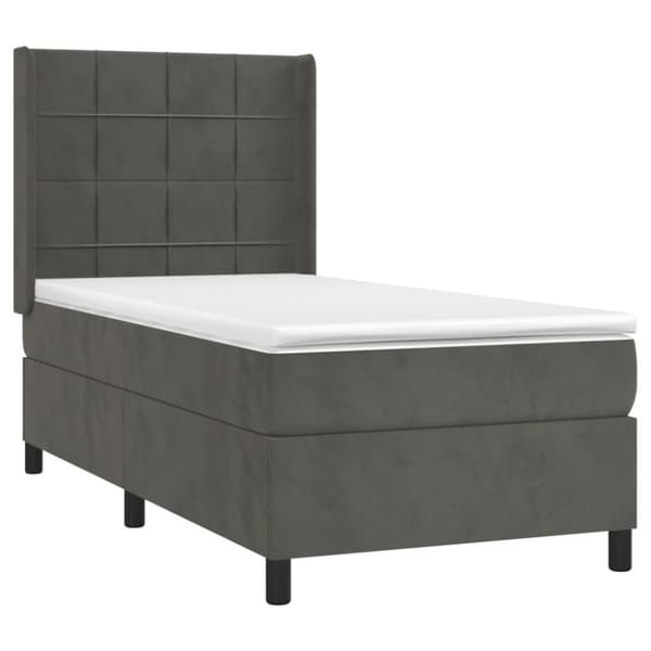 Ramsäng med madrass mörkgrå 100x200 cm sammet