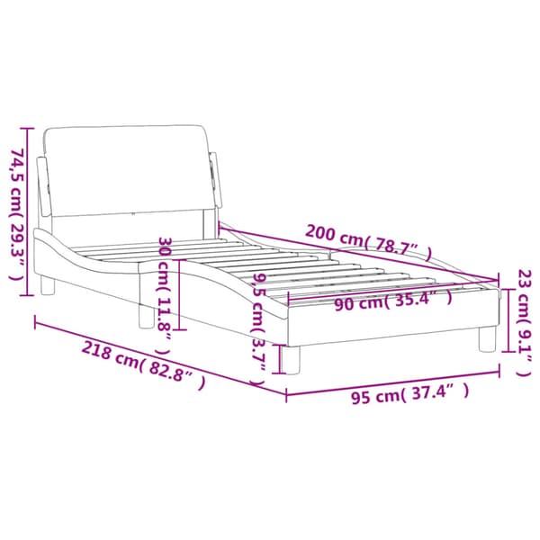 Bed Frame "Dover" Dark Brown 90x200 cm Fabric