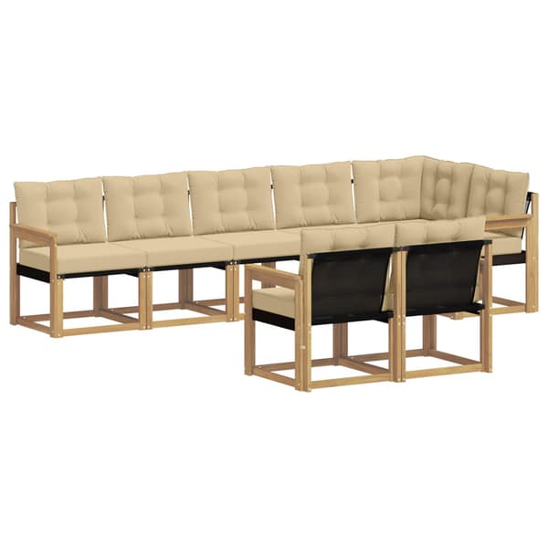 Utomhussoffset med kudde 8 pcs Vit och Beige