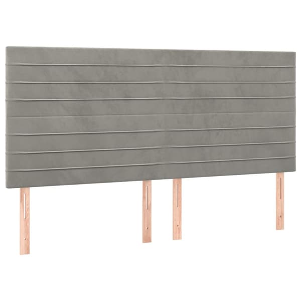 Ramsäng med madrass & LED ljusgrå 160x200 cm sammet
