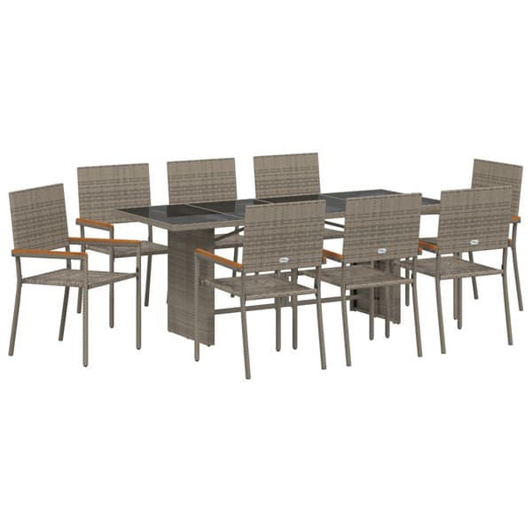Trädgårdsmöbelset 9 pcs Grå konstrotting